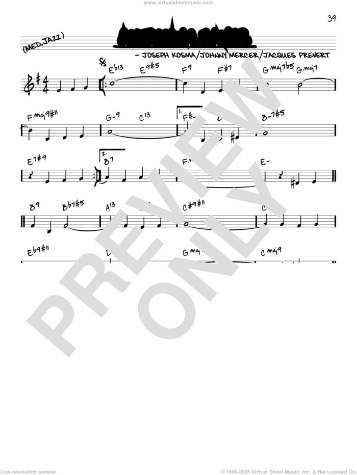 Autumn Leaves [Reharmonized version] (arr. Jack Grassel) sheet music for voice and other instruments (real book) by Johnny Mercer, Jack Grassel, Jacques Prevert and Joseph Kosma, intermediate skill level