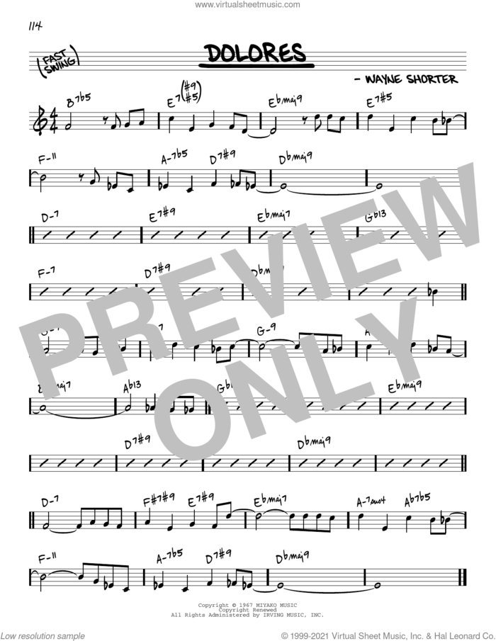 Dolores [Reharmonized version] (arr. Jack Grassel) sheet music for voice and other instruments (real book) by Wayne Shorter and Jack Grassel, intermediate skill level