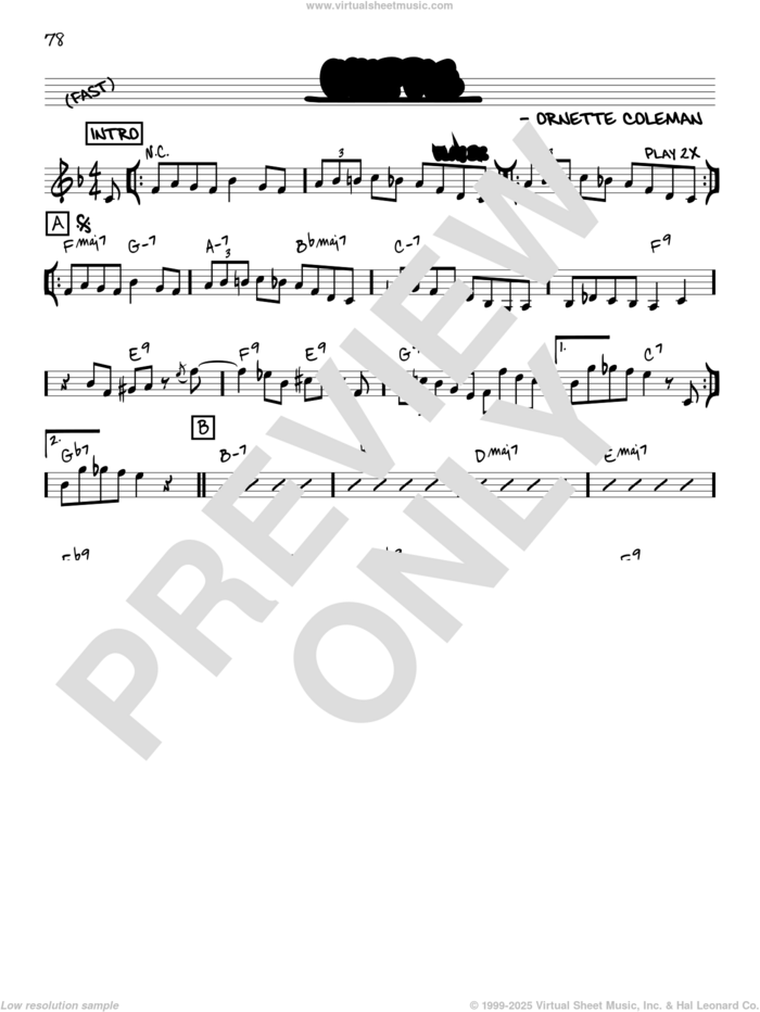 Chippie [Reharmonized version] (arr. Jack Grassel) sheet music for voice and other instruments (real book) by Ornette Coleman and Jack Grassel, intermediate skill level