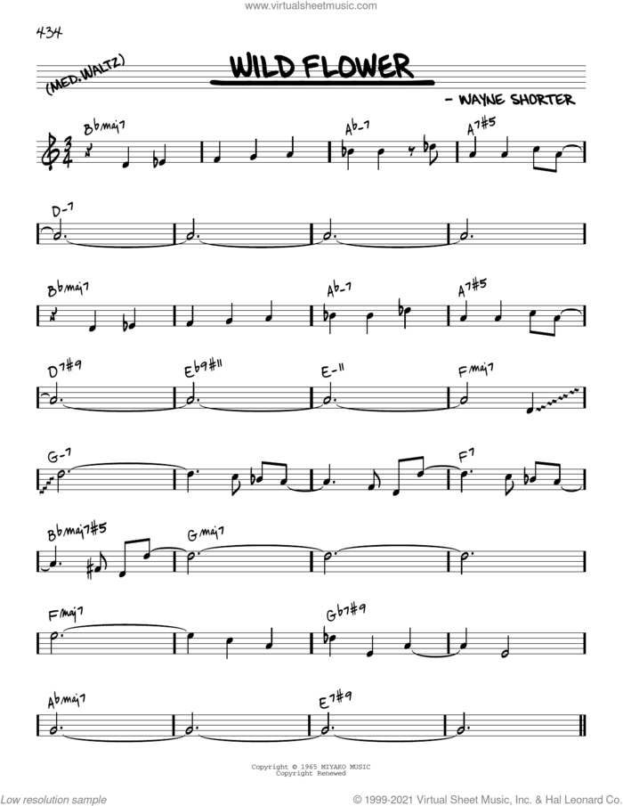 Wild Flower [Reharmonized version] (arr. Jack Grassel) sheet music for voice and other instruments (real book) by Wayne Shorter and Jack Grassel, intermediate skill level