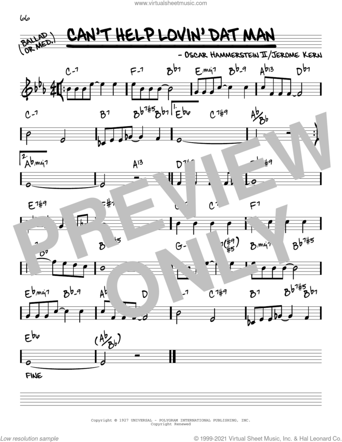 Can't Help Lovin' Dat Man [Reharmonized version] (arr. Jack Grassel) sheet music for voice and other instruments (real book) by Oscar II Hammerstein, Jack Grassel and Jerome Kern, intermediate skill level