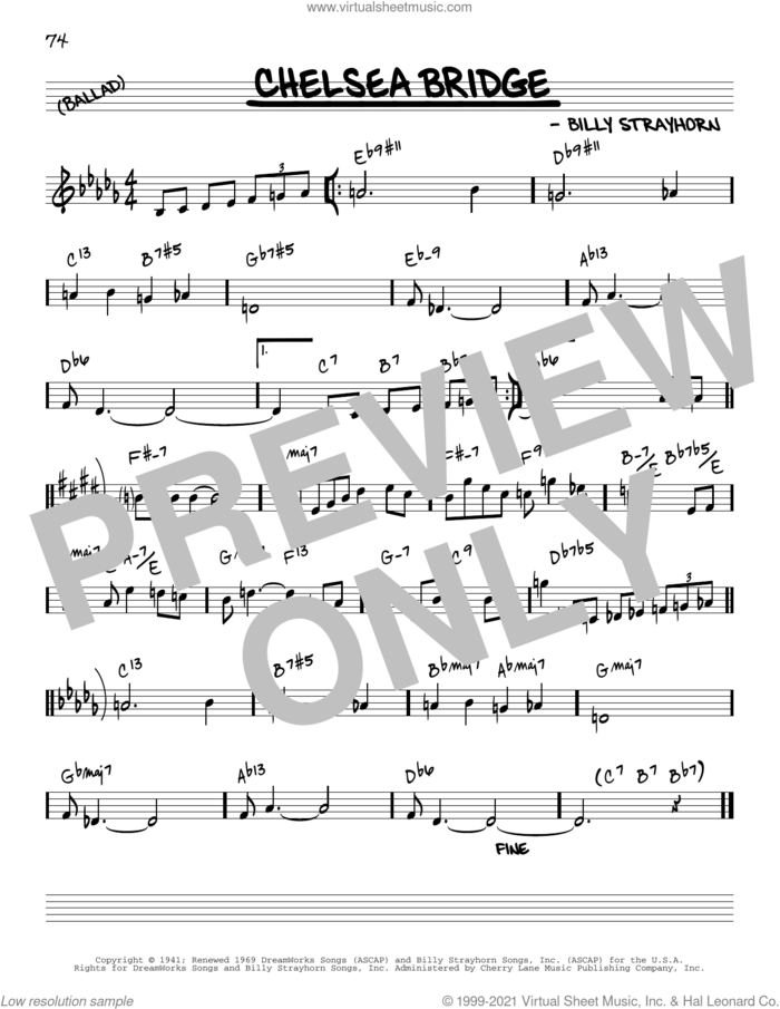 Chelsea Bridge [Reharmonized version] (arr. Jack Grassel) sheet music for voice and other instruments (real book) by Billy Strayhorn and Jack Grassel, intermediate skill level