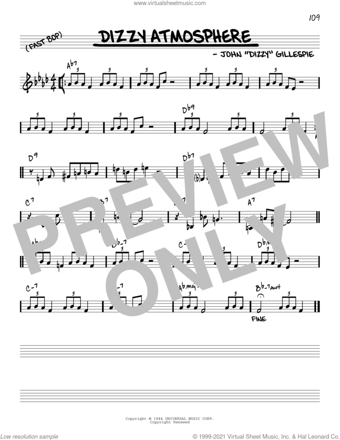 Dizzy Atmosphere [Reharmonized version] (arr. Jack Grassel) sheet music for voice and other instruments (real book) by Dizzy Gillespie, Jack Grassel and Charlie Parker, intermediate skill level