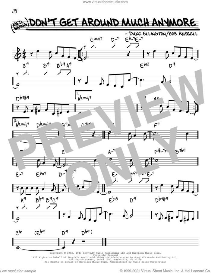 Don't Get Around Much Anymore [Reharmonized version] (arr. Jack Grassel) sheet music for voice and other instruments (real book) by Duke Ellington, Jack Grassel and Bob Russell, intermediate skill level