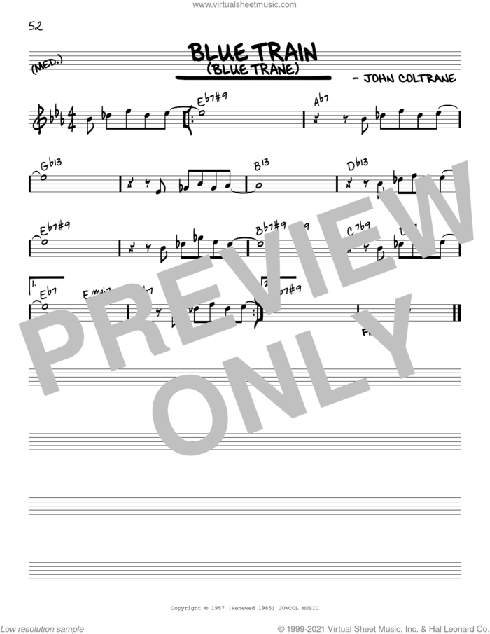 Blue Train (Blue Trane) [Reharmonized version] (arr. Jack Grassel) sheet music for voice and other instruments (real book) by John Coltrane and Jack Grassel, intermediate skill level