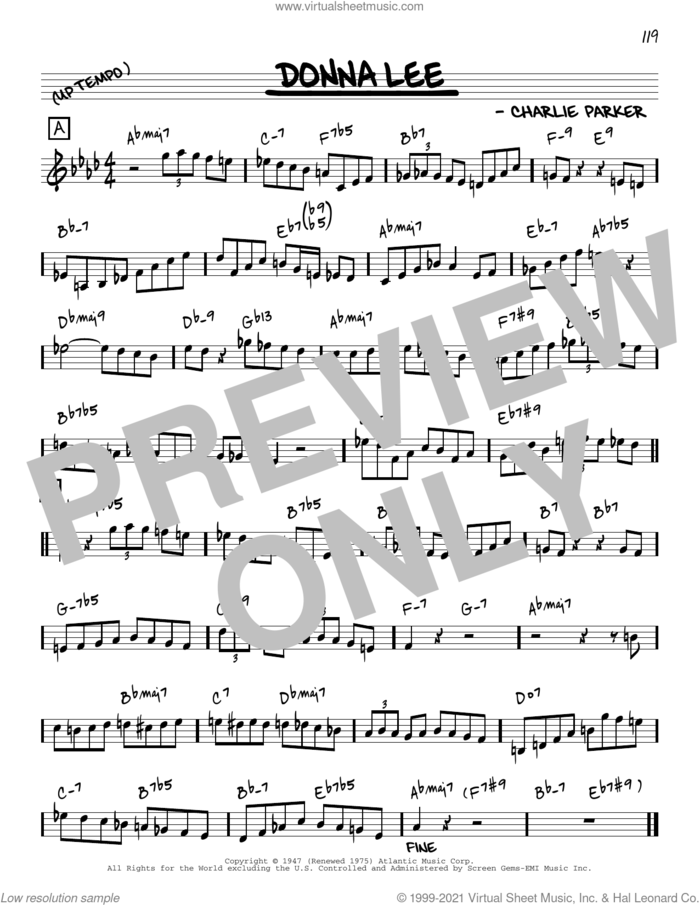 Donna Lee [Reharmonized version] (arr. Jack Grassel) sheet music for voice and other instruments (real book) by Charlie Parker and Jack Grassel, intermediate skill level