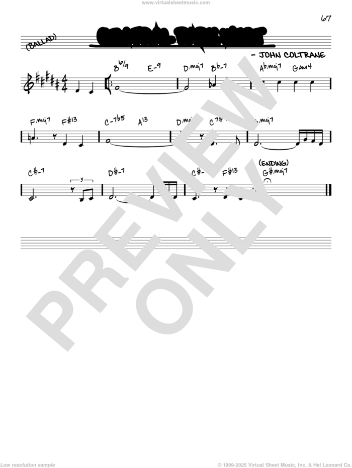 Central Park West [Reharmonized version] (arr. Jack Grassel) sheet music for voice and other instruments (real book) by John Coltrane and Jack Grassel, intermediate skill level