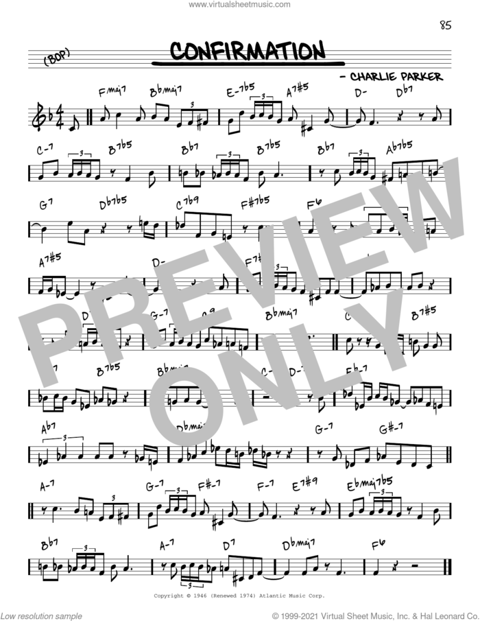 Confirmation [Reharmonized version] (arr. Jack Grassel) sheet music for voice and other instruments (real book) by Charlie Parker and Jack Grassel, intermediate skill level