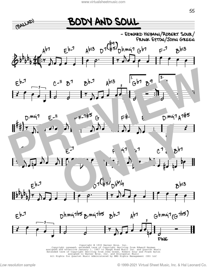 Body And Soul [Reharmonized version] (arr. Jack Grassel) sheet music for voice and other instruments (real book) by Edward Heyman, Jack Grassel, Frank Eyton, Johnny Green and Robert Sour, intermediate skill level
