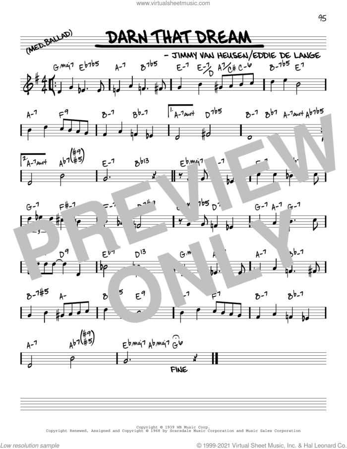 Darn That Dream [Reharmonized version] (arr. Jack Grassel) sheet music for voice and other instruments (real book) by Jimmy Van Heusen, Jack Grassel and Eddie DeLange, intermediate skill level