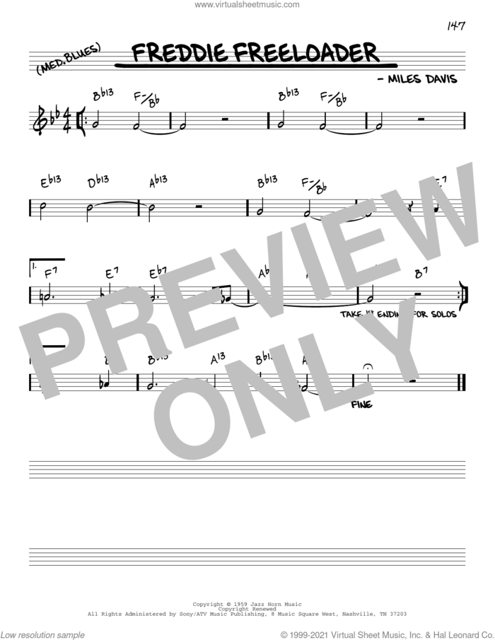 Freddie Freeloader [Reharmonized version] (arr. Jack Grassel) sheet music for voice and other instruments (real book) by Miles Davis and Jack Grassel, intermediate skill level