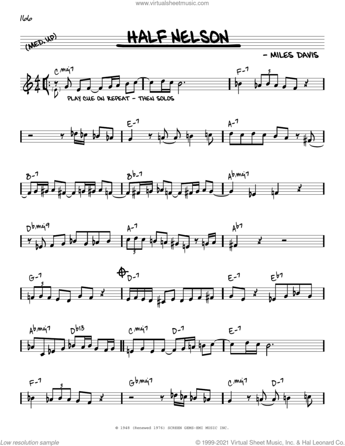 Half Nelson [Reharmonized version] (arr. Jack Grassel) sheet music for voice and other instruments (real book) by Miles Davis and Jack Grassel, intermediate skill level
