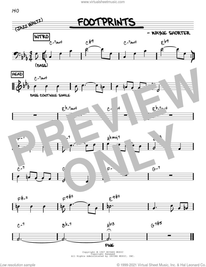 Footprints [Reharmonized version] (arr. Jack Grassel) sheet music for voice and other instruments (real book) by Wayne Shorter and Jack Grassel, intermediate skill level