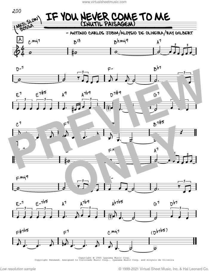 If You Never Come To Me (Inutil Paisagem) [Reharmonized version] (arr. Jack Grassel) sheet music for voice and other instruments (real book) by Antonio Carlos Jobim, Jack Grassel, Aloysio de Oliveira and Ray Gilbert, intermediate skill level