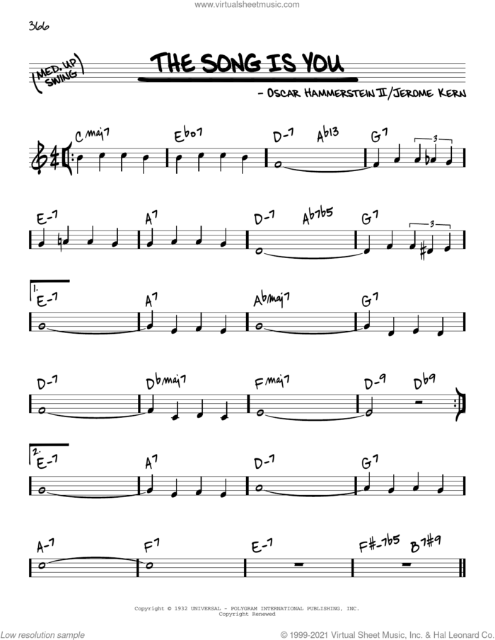 The Song Is You [Reharmonized version] (arr. Jack Grassel) sheet music for voice and other instruments (real book) by Jerome Kern and Oscar Hammerstein II, Jack Grassel, Jerome Kern and Oscar II Hammerstein, intermediate skill level
