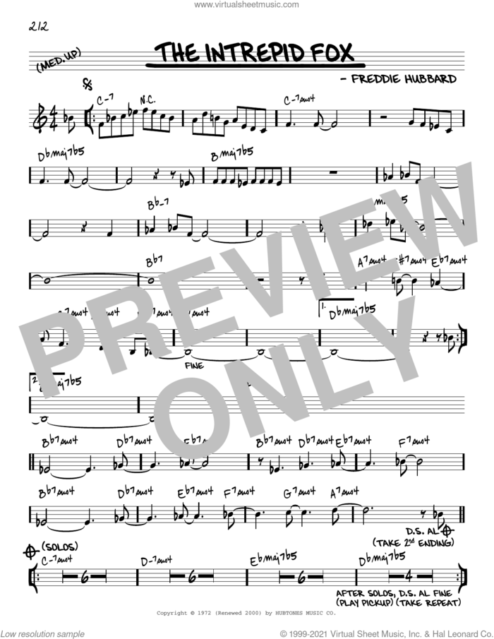 The Intrepid Fox [Reharmonized version] (arr. Jack Grassel) sheet music for voice and other instruments (real book) by Freddie Hubbard and Jack Grassel, intermediate skill level