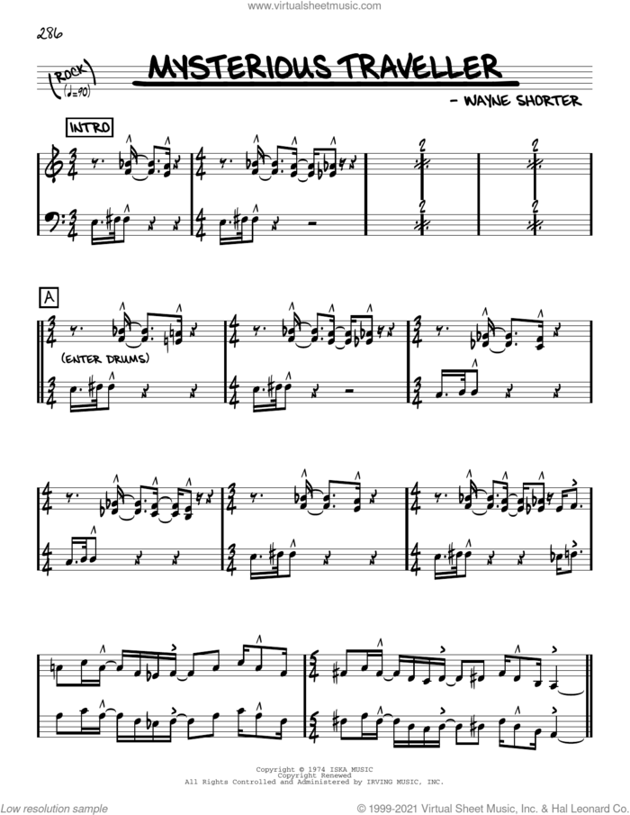Mysterious Traveller [Reharmonized version] (arr. Jack Grassel) sheet music for voice and other instruments (real book) by Wayner Shorter and Jack Grassel, intermediate skill level