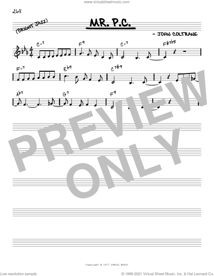 Mr. P.C. [Reharmonized version] (arr. Jack Grassel) sheet music for voice and other instruments (real book) by John Coltrane and Jack Grassel, intermediate skill level