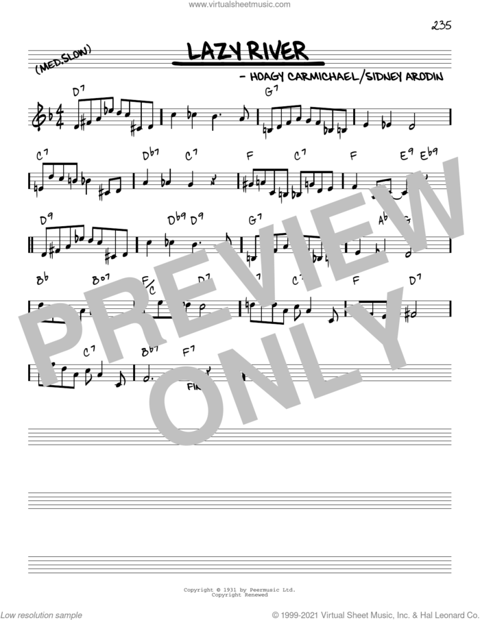 Lazy River [Reharmonized version] (arr. Jack Grassel) sheet music for voice and other instruments (real book) by Hoagy Carmichael, Jack Grassel and Sidney Arodin, intermediate skill level