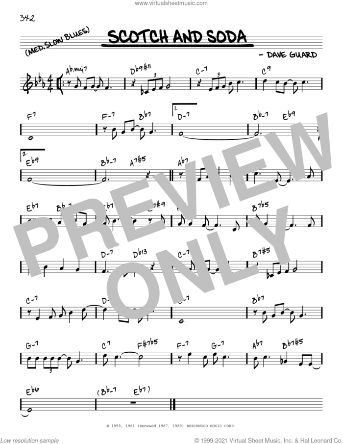 Scotch And Soda [Reharmonized version] (arr. Jack Grassel) sheet music for voice and other instruments (real book) by Kingston Trio, Jack Grassel and Dave Guard, intermediate skill level