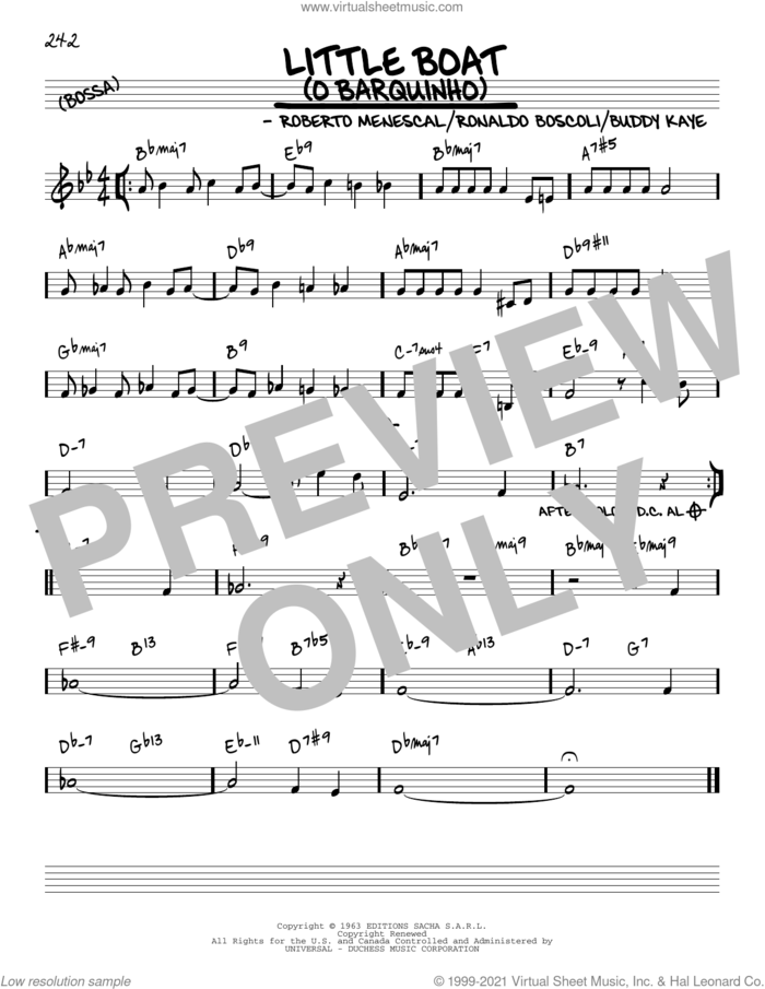 Little Boat (O Barquinho) [Reharmonized version] (arr. Jack Grassel) sheet music for voice and other instruments (real book) by Buddy Kaye, Jack Grassel, Roberto Menescal and Ronaldo Boscoli, intermediate skill level