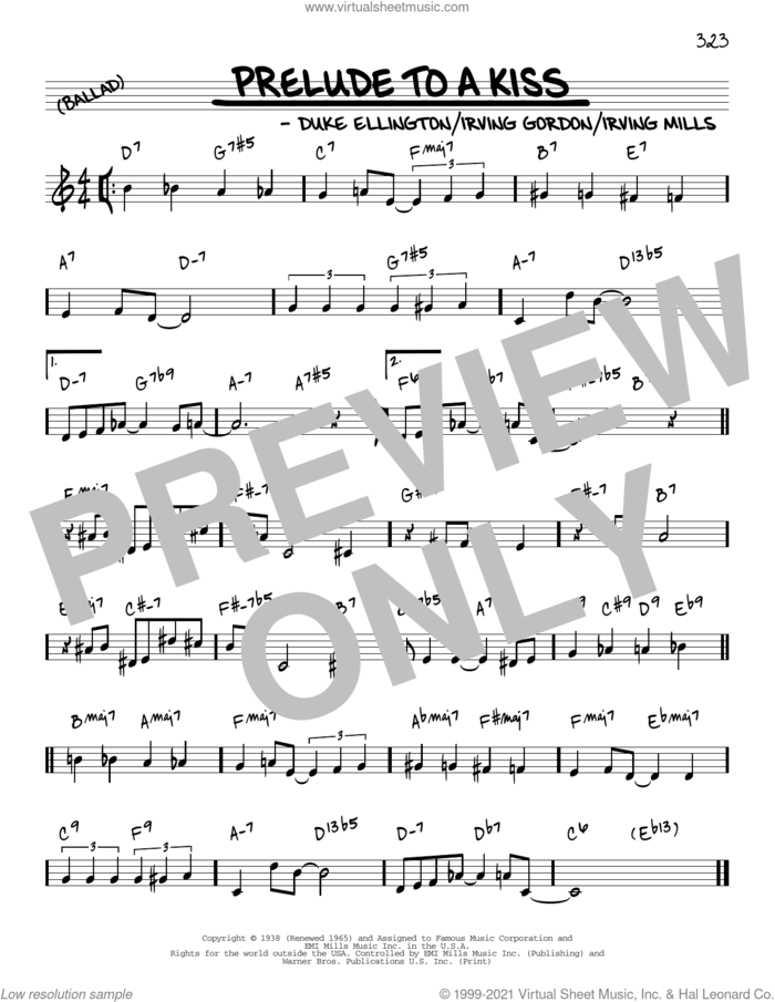 Prelude To A Kiss [Reharmonized version] (arr. Jack Grassel) sheet music for voice and other instruments (real book) by Duke Ellington, Jack Grassel, Irving Gordon and Irving Mills, intermediate skill level