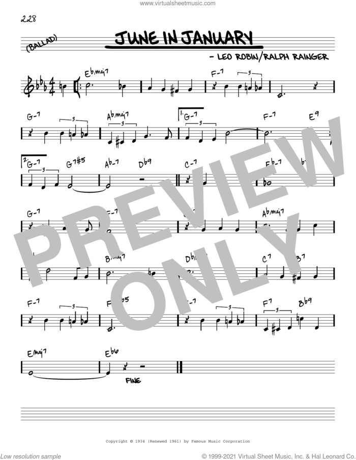 June In January [Reharmonized version] (arr. Jack Grassel) sheet music for voice and other instruments (real book) by Leo Robin, Jack Grassel and Ralph Rainger, intermediate skill level