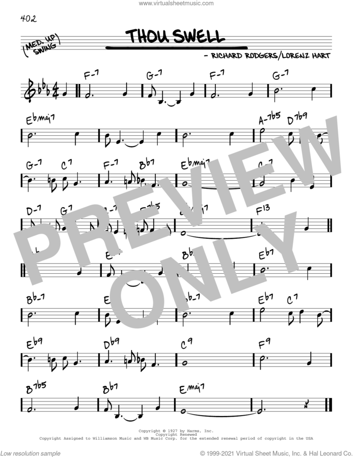 Thou Swell [Reharmonized version] (arr. Jack Grassel) sheet music for voice and other instruments (real book) by Richard Rodgers, Jack Grassel, Lorenz Hart and Rodgers & Hart, intermediate skill level