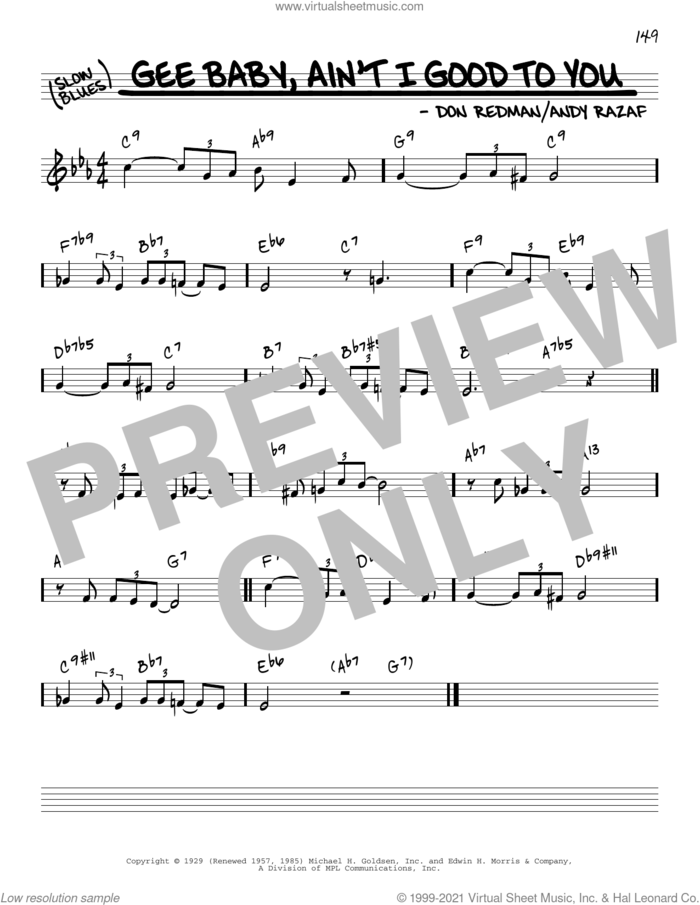 Gee Baby, Ain't I Good To You [Reharmonized version] (arr. Jack Grassel) sheet music for voice and other instruments (real book) by Andy Razaf, Jack Grassel and Don Redman, intermediate skill level