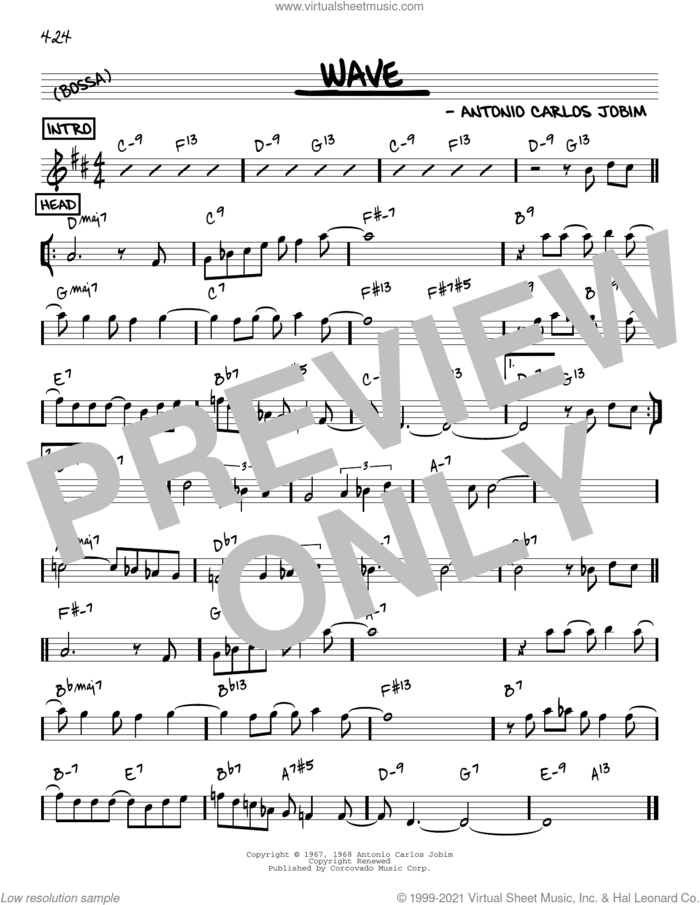 Wave [Reharmonized version] (arr. Jack Grassel) sheet music for voice and other instruments (real book) by Antonio Carlos Jobim and Jack Grassel, intermediate skill level