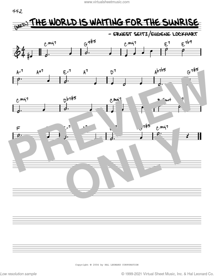 The World Is Waiting For The Sunrise [Reharmonized version] (arr. Jack Grassel) sheet music for voice and other instruments (real book) by Ernest Seitz, Jack Grassel and Eugene Lockhart, intermediate skill level
