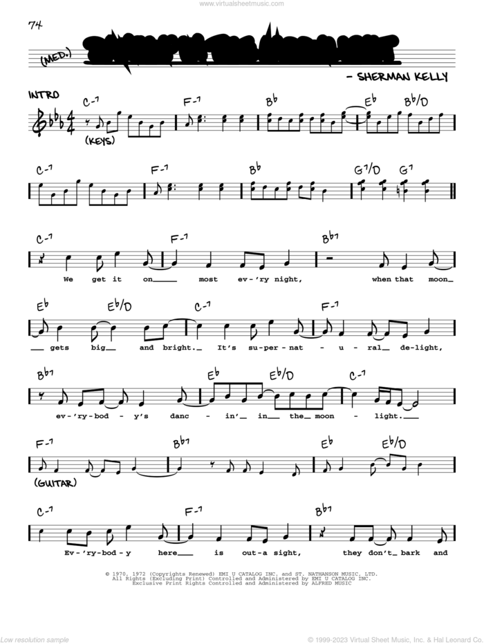 Dancin' In The Moonlight sheet music for voice and other instruments (real book with lyrics) by King Harvest and Sherman Kelly, intermediate skill level