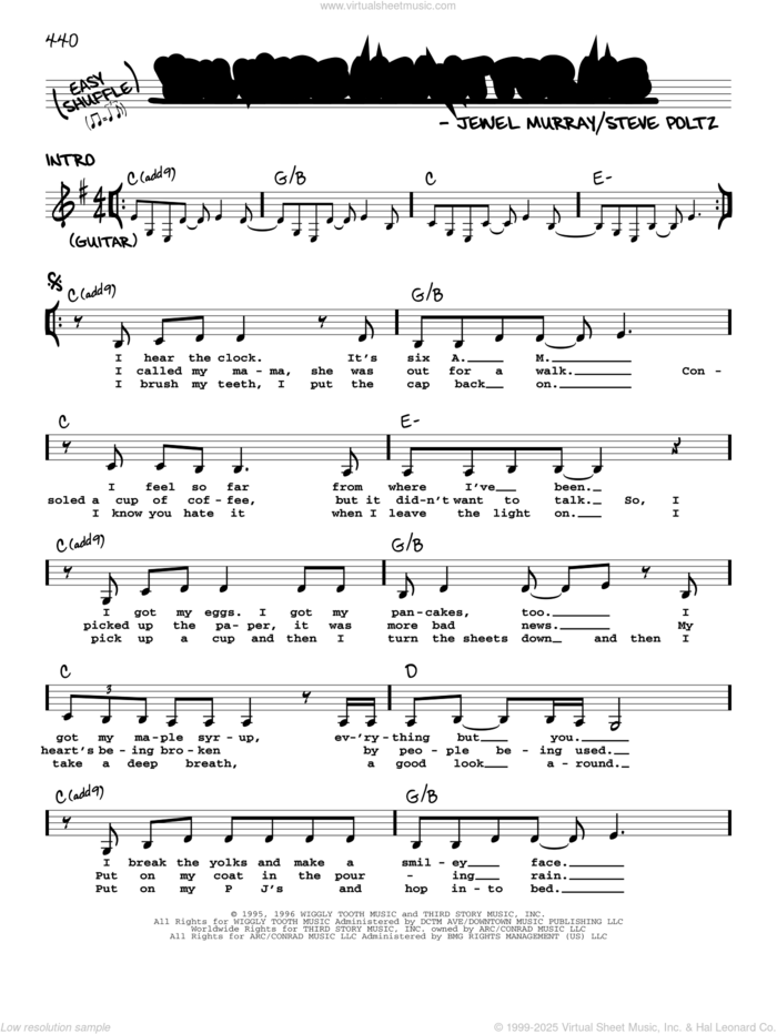 You Were Meant For Me sheet music for voice and other instruments (real book with lyrics) by Jewel, Jewel Murray and Steve Poltz, intermediate skill level