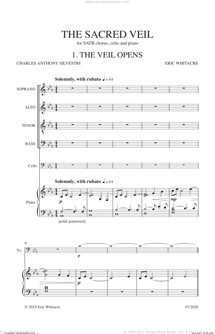 The Sacred Veil (Collection) sheet music for choir (SATB: soprano, alto, tenor, bass) by Eric Whitacre, intermediate skill level