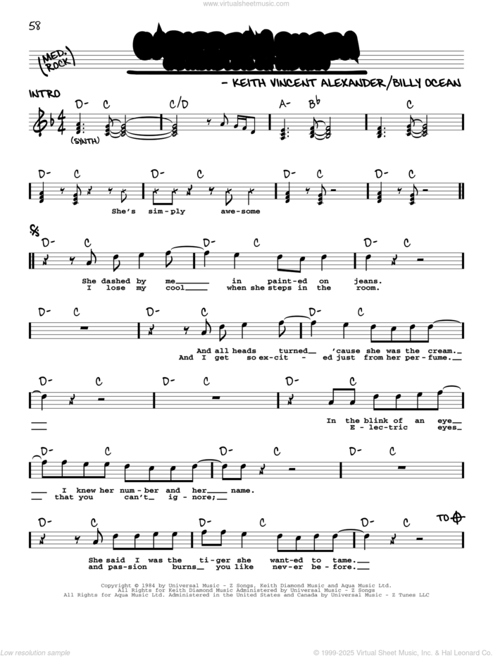 Caribbean Queen (No More Love On The Run) sheet music for voice and other instruments (real book with lyrics) by Billy Ocean and Keith Vincent Alexander, intermediate skill level