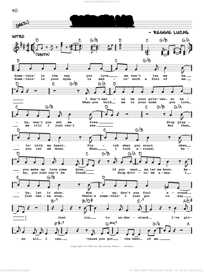 Borderline sheet music for voice and other instruments (real book with lyrics) by Madonna and Reggie Lucas, intermediate skill level