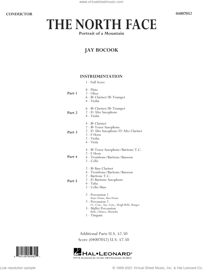 The North Face (COMPLETE) sheet music for concert band by Jay Bocook, intermediate skill level