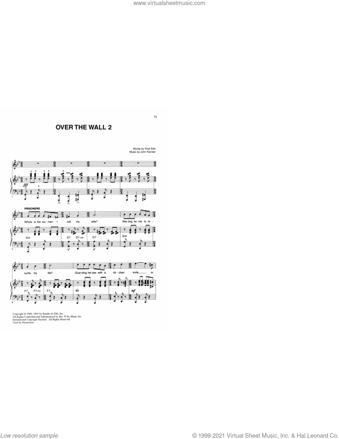 Over The Wall 2 (from Kiss Of The Spider Woman) sheet music for voice and piano by John Kander, Fred Ebb and Kander & Ebb, intermediate skill level