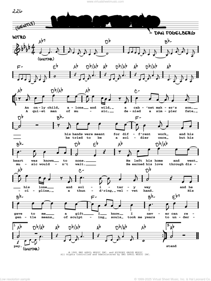 Leader Of The Band sheet music for voice and other instruments (real book with lyrics) by Dan Fogelberg, intermediate skill level