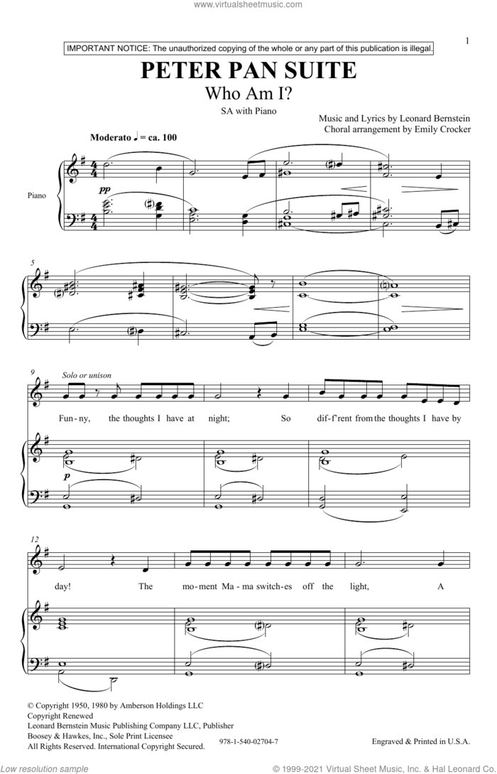 Peter Pan Suite (Collection) (arr. Emily Crocker) sheet music for choir (SA) by Leonard Bernstein and Emily Crocker, intermediate skill level