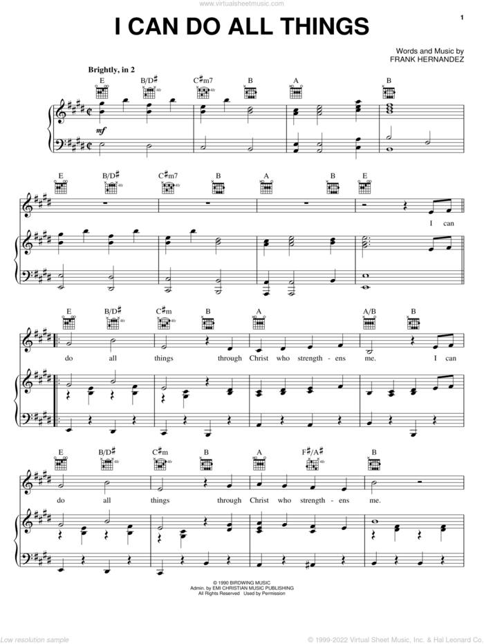 I Can Do All Things sheet music for voice, piano or guitar by Frank Hernandez, intermediate skill level