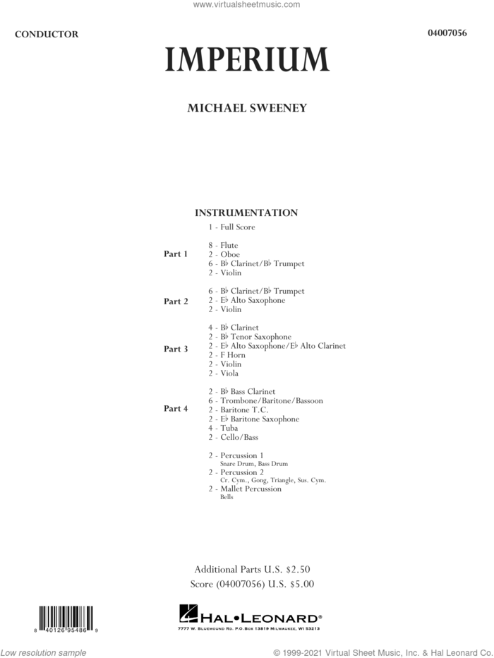 Imperium (COMPLETE) sheet music for concert band by Michael Sweeney, intermediate skill level