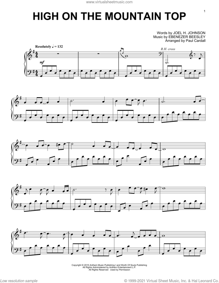 High On The Mountain Top sheet music for piano solo by Paul Cardall, Ebenezer Beesley and Joel H. Johnson, intermediate skill level