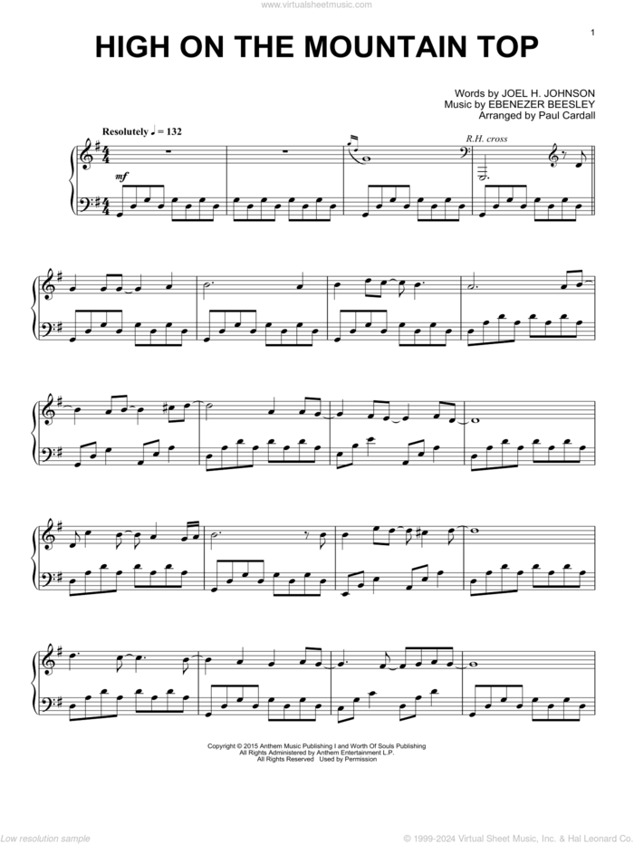 High On The Mountain Top sheet music for piano solo by Paul Cardall, Ebenezer Beesley and Joel H. Johnson, intermediate skill level