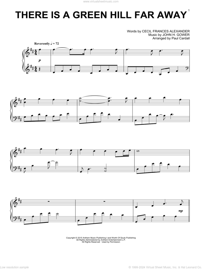 There Is A Green Hill Far Away sheet music for piano solo by Paul Cardall, Cecil Alexander and John H. Gower, intermediate skill level