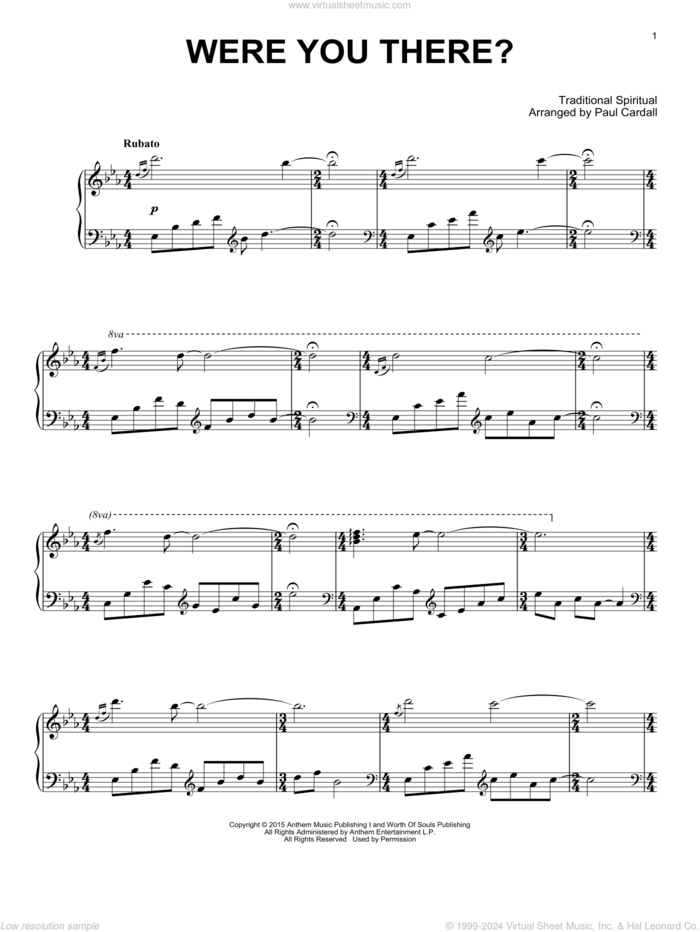 Were You There? sheet music for piano solo by Paul Cardall and Miscellaneous, intermediate skill level