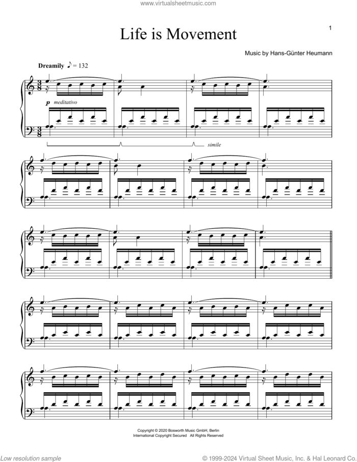 Life Is Movement sheet music for piano solo by Hans-Gunter Heumann, classical score, intermediate skill level