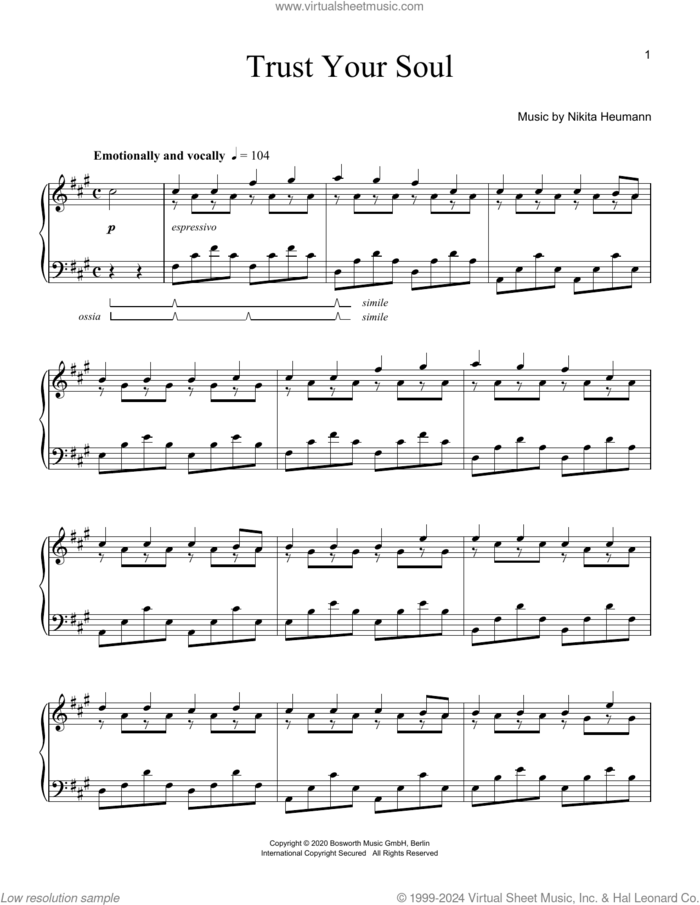 Trust Your Soul sheet music for piano solo by Hans-Gunter Heumann and Nikita Heumann, classical score, intermediate skill level