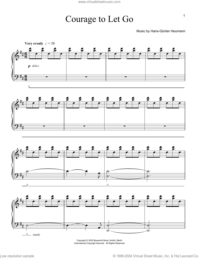 Courage To Let Go sheet music for piano solo by Hans-Gunter Heumann, classical score, intermediate skill level