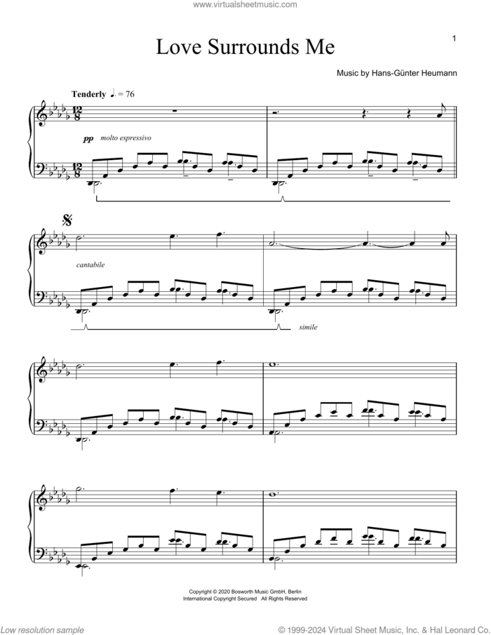 Love Surrounds Me sheet music for piano solo by Hans-Gunter Heumann, classical score, intermediate skill level